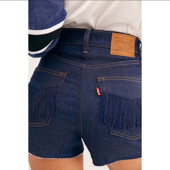 Fringe Levis Ribcage Shorts Cutoffs Jeans Western - Picture 4 of 13